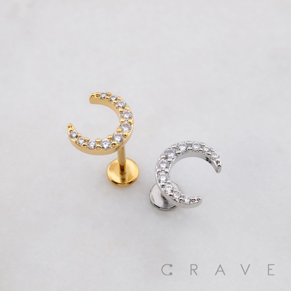 MULTI CZ MOON CRESCENT THREADLESS (PUSH IN) 316L SURGICAL STEEL LABRET SET